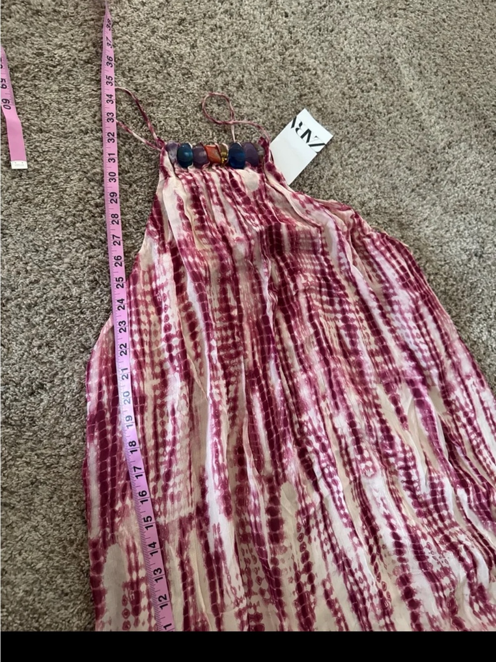 NWT ZARA BEADED TIE-DYE DRESS SIZE XL - Picture 12 of 12